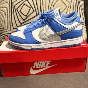 Nike Blue and Silver Dunks